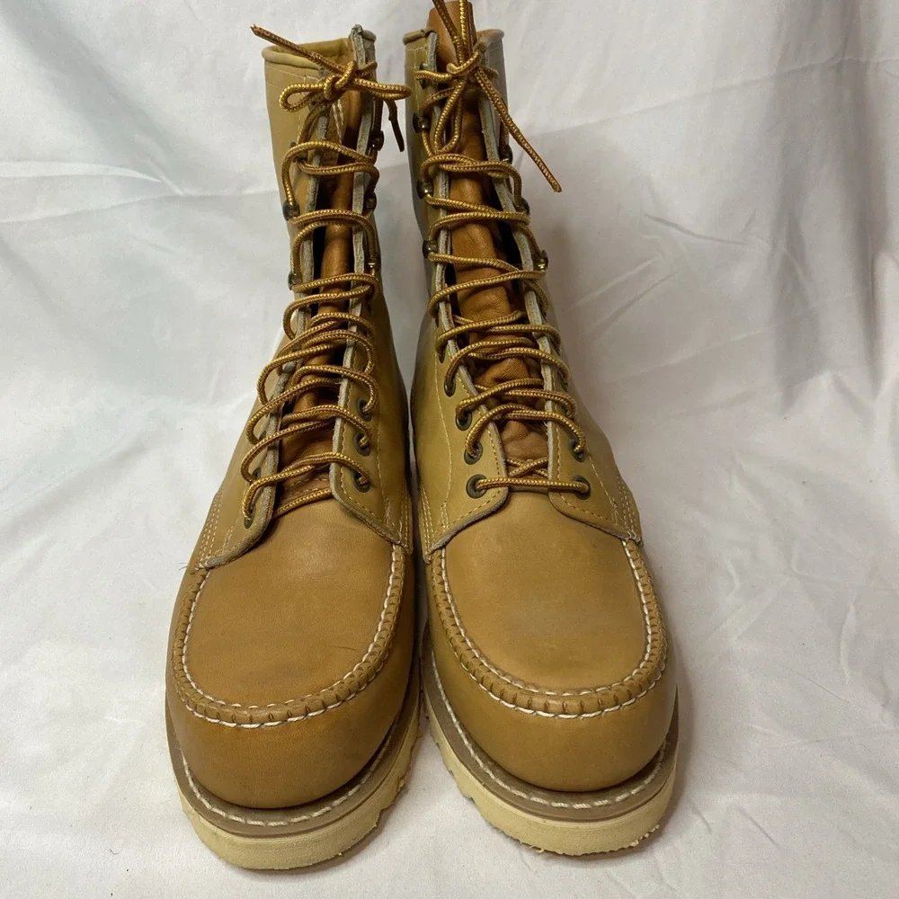 Vintage Sears Heritage Leather Soft Moc Toe Lace Up Boots Style 86255. Size 9D